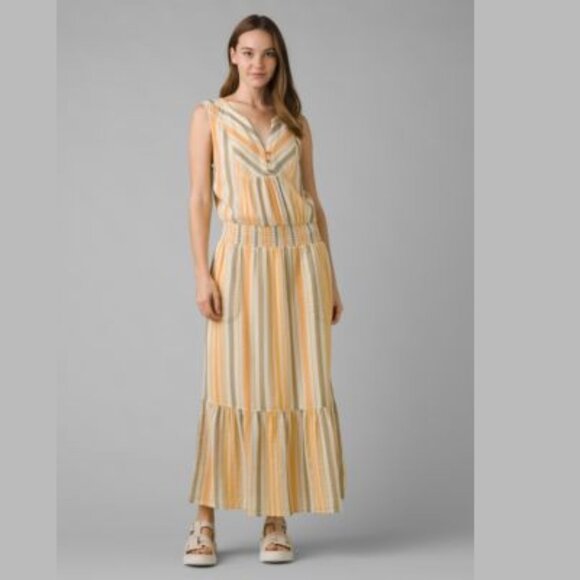 NEW Prana California Dreaming Maxi Long Full Length Golden Hour Stripe Dress NWT - Picture 1 of 5